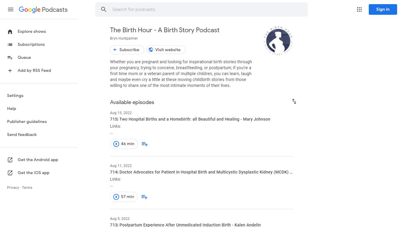 The Birth Hour - A Birth Story Podcast - Google Podcasts