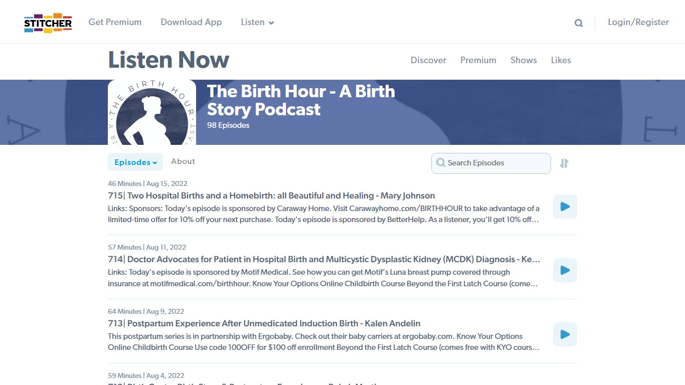 The Birth Hour - A Birth Story Podcast on Stitcher